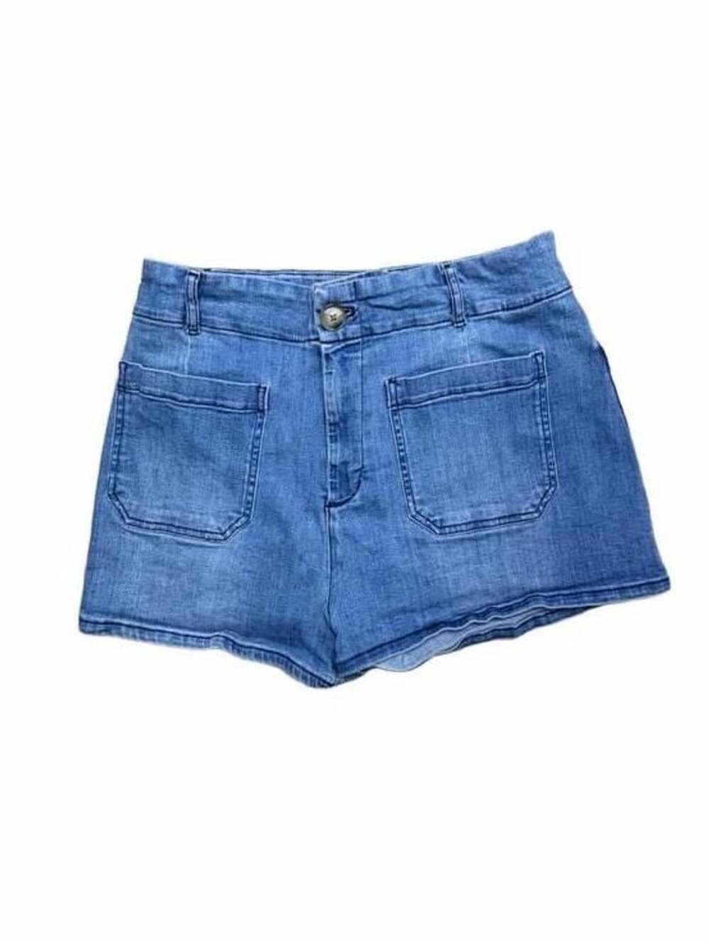 Anthropologie Maeve The Colette Denim Shorts Size 33 Patch Pocket Blue